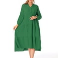 2025 Fashion Dress for Women Casual V Neck Button Down Flowy Aline