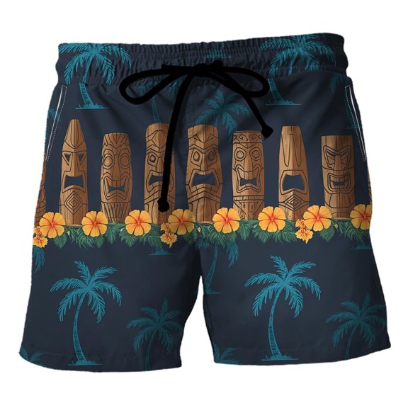 2025 Fashion Hawaiian Tiki 3D Printed Beach Shorts Casual Child Aloha Polynesia God Short Pants For Men  Aloha Boy Trunks Shorts