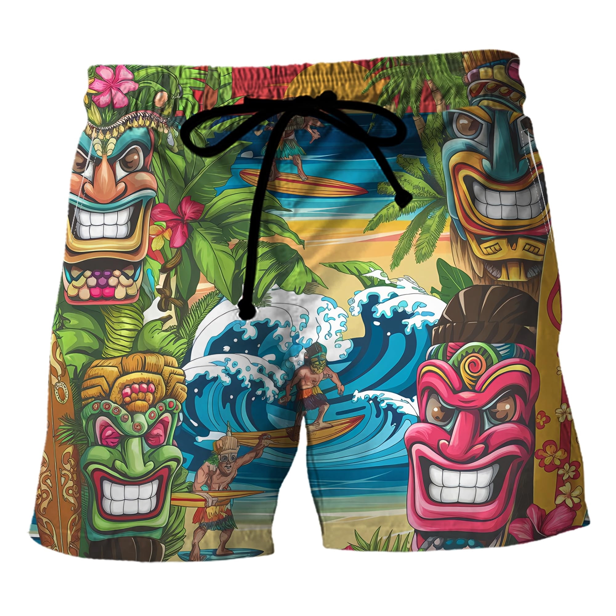 2025 Fashion Hawaiian Tiki 3D Printed Beach Shorts Casual Child Aloha ...