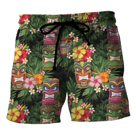 2025 Fashion Hawaiian Tiki 3D Printed Beach Shorts Casual Child Aloha Polynesia God Short Pants For Men  Aloha Boy Trunks Shorts