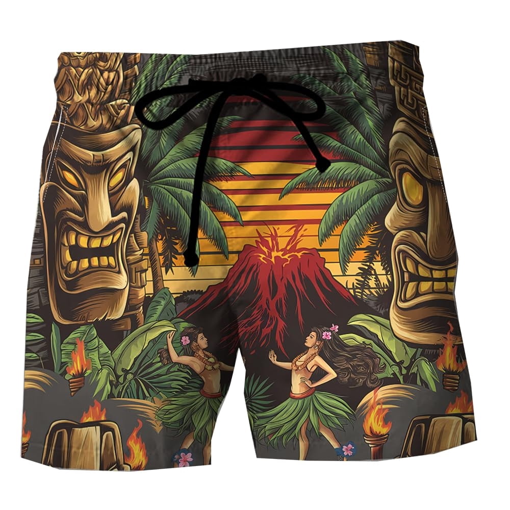 2025 Fashion Hawaiian Tiki 3D Printed Beach Shorts Casual Child Aloha ...