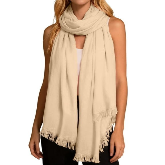 2025 Fashion Winter Scarf - Solid Color Long Scarf for Soft Breathable Versatile Fashion Wrap Shawl Everyday Elegant Daily Wear,Color:Beige