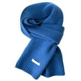 thumbnail image 1 of 2025 Fashion Winter Scarf - Winter Wool Knitted Scarf Women Men Solid Color Ribbed Knit Long Neck Scarf Pashmina Soft Warm Collar Scarf 64.96'',Color:Dark Blue1, 1 of 3
