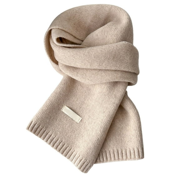 2025 Fashion Winter Scarf - Winter Wool Knitted Scarf Women Men Solid Color Ribbed Knit Long Neck Scarf Soft Warm Collar Scarf 64.96'',Color:White2
