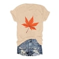 2025 Fashionable Thanksgiving Women's T-Shirt Upward Red Maple Leaf Print Round Neck Short ...