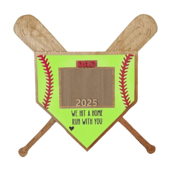 2025 Father’s Day Baseball Themed Wood Photo Frame With Rustic Design For Dad Husband Or Grandpa Perfect Gift From Wife For Home Or Office Desk (B)
