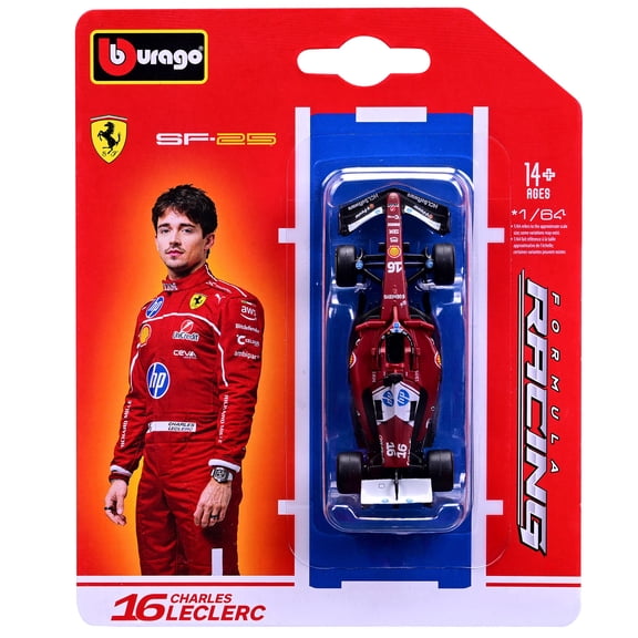 Bburago: 1:64 Diecast - 2025 Ferrari SF-25, Charles Leclerc - Formula Racing Model Replica, Blister Card, Rolling Wheels, Licensed Collectible Vehicle