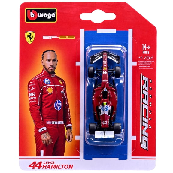 Bburago: 1:64 Diecast - 2025 Ferrari SF-25, Lewis Hamilton - Formula Racing Model Replica, Blister Card, Rolling Wheels, Licensed Collectible Vehicle