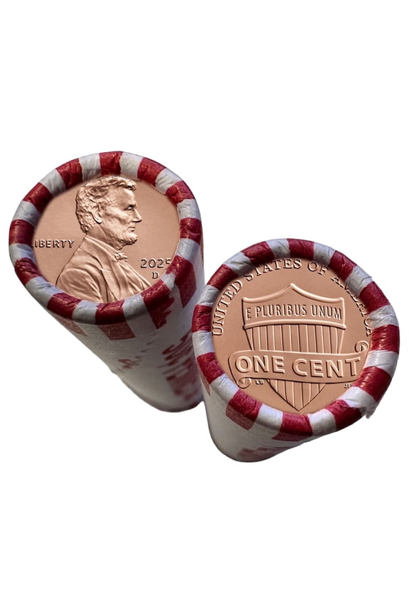 2025-D Lincoln Cent Penny Coin Roll, Brilliant Uncirculated, Last U.S. Mint One Cent (Denver Mint)