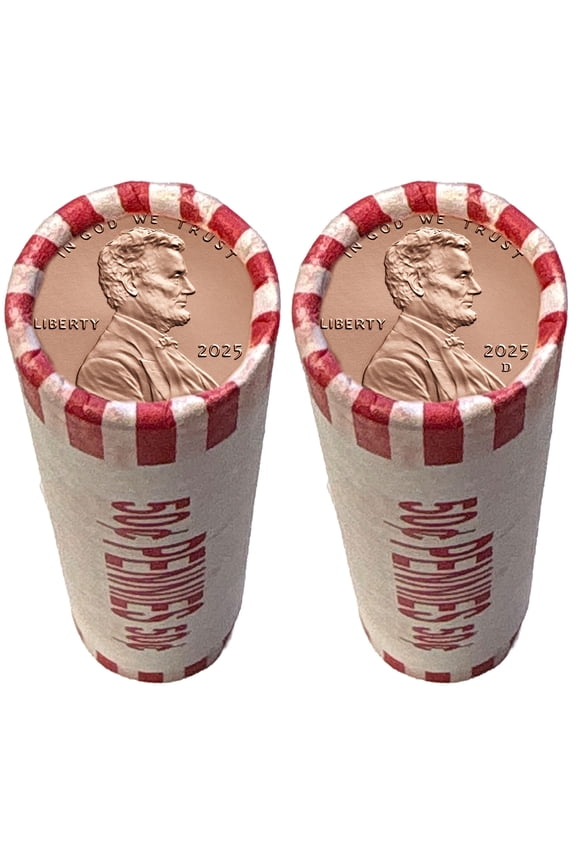 2025 Final Issue Penny, 2 Rolls BU Philadelphia & Denver Mints, Last U.S. Mint One Cent
