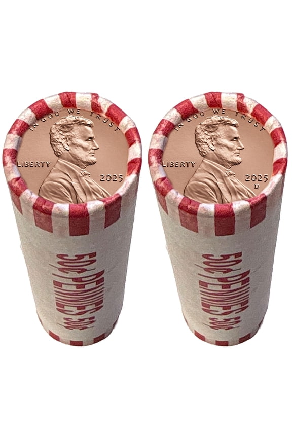 2025 Final Issue Penny, 2 Rolls BU Philadelphia & Denver Mints, Last U.S. Mint One Cent