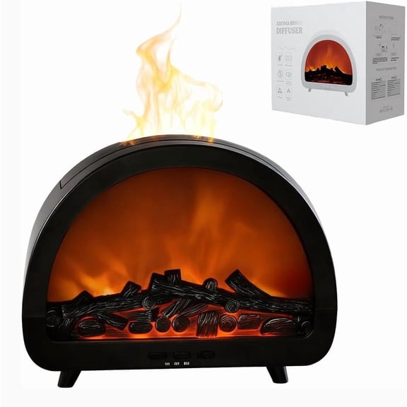 2025 Fireplace Aroma Diffuser with Colorful Mist and LED Flame Effect, 4-Ounce Water Tank for Essential Oils, USB-Powered for Home Relaxation or Gifts