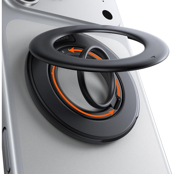 2025 Flagship Magnetic Phone Grip Ring Holder Kickstand [2-Sided Magnetic] [360 Rotation] Fit for MagSafe Accessories for iPhone 17 16 15 14 13 12 11 Samsung, Google, Black