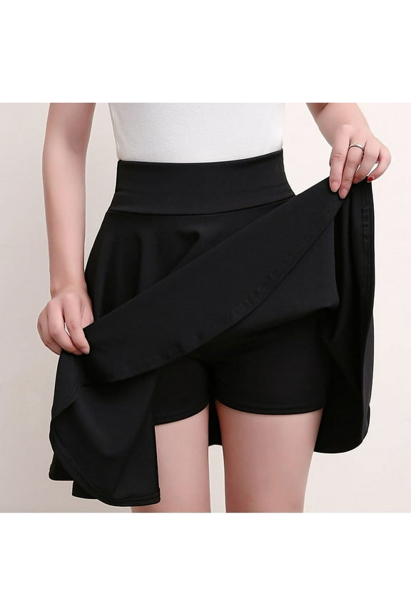 2025 Flared Skirts Women's Basic Shorts Skirt Fashion Versatile Black Casual Mini Skater Medium Pleated Fluffy Skirt Plus Size