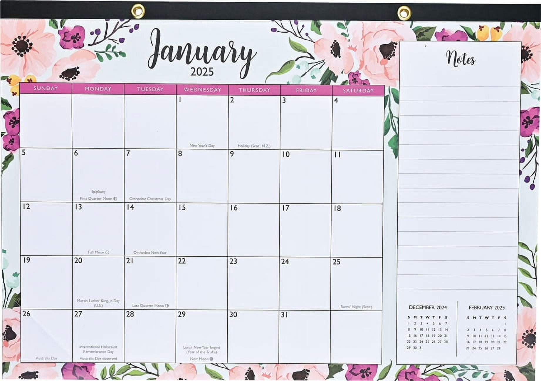 2025 Floral Desk Pad and Wall Calendar (11 X 17) (12Month Calendar