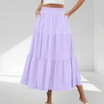 thumbnail image 1 of 2025 Flowy Skirts for Women Summer High Waist Long Skirt Solid Color Below Knee High Waist Skirts for Women with Pockets Home Vacation Wardrobe, 1 of 8