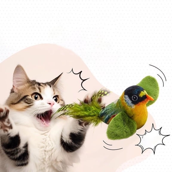 2026 Flying Bird Cat Toy, Flapping Bird Cat Toy, FlappyChase Interactive Cat Toy, Chirping Bird Cat Toy Flapping Wing, Flying Interactive Simulation Electric Sparrow Shaking Bird,B