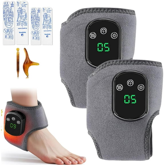 2025 Foot Renew Triple Method Massager, Portable Foot Massager for Neuropathy Customizable Massage, Wireless Portable Heated Ankle Wrap with 3 Vibration Mode