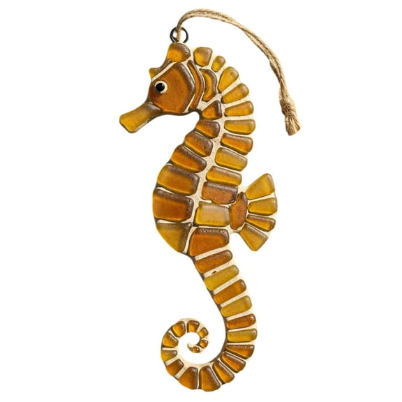 2025 Fresh Style Sea Glass Christmas Ornament - Heart-Shaped Friendship Keepsake, Perfect for Christmas Tree Hanging Decor, Transparent Sea Glass Design, Symbolizes Friendship​,Orange+,1pcs