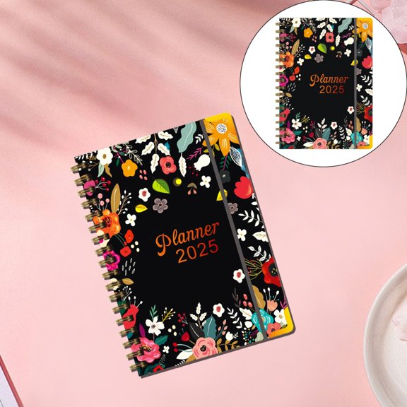2025 Full Year Hardcover Planner Notebook 6.1×8.6 Inch With Divider Labels Double Thread Binding For Festival Records, Daily Task Notes And Long-term Schedule Tracking