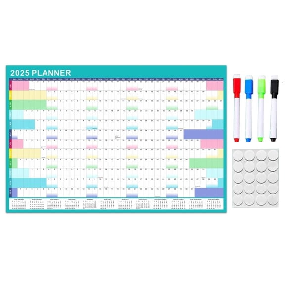 2025 Full Year to View Calendar Planner with Marker and Adhesive Dot Stickers