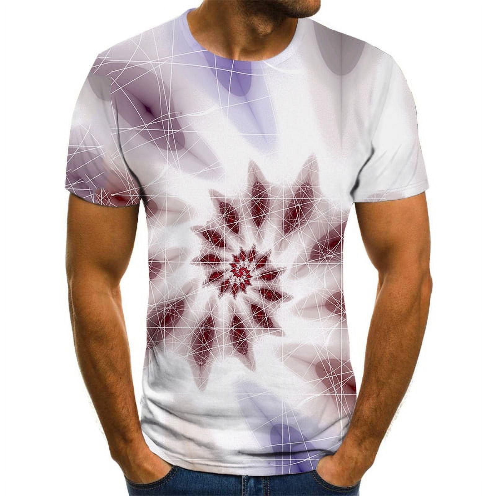 T-shirt Manches Courtes Homme Avec Impression 3D - Coupe Slim Fit - Matière Polyester Léger - Style Décontracté été