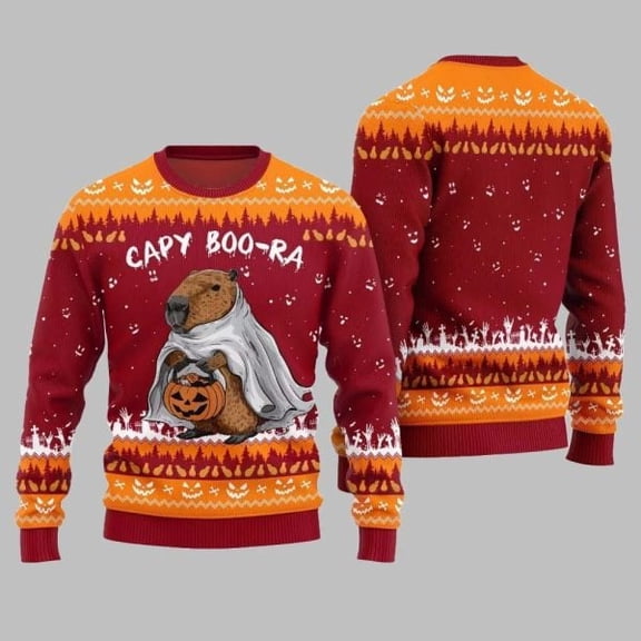 2025 Funny Capy Boo Ra Halloween Sweater 05