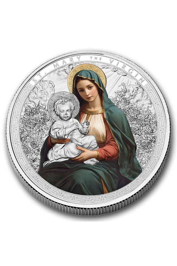 2025 Ghana 1 oz Silver Patron Saints St. Mary the Virgin (Color)