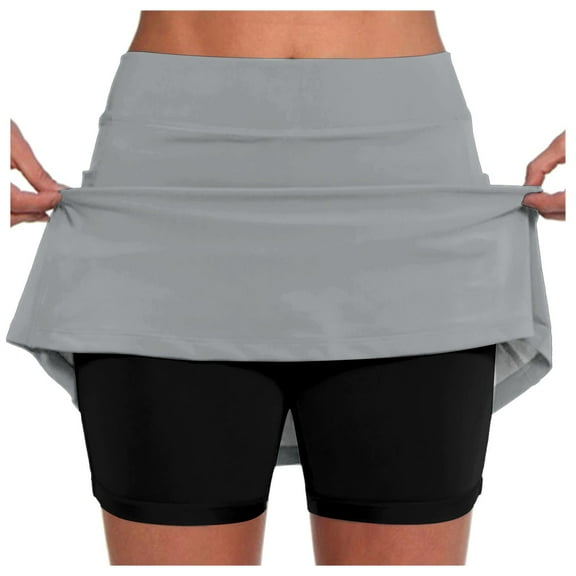 2025 Gift Ideas for Women Plus Size - Premium Athletic Skort Dressy Casual Golf Tennis Skirt with Built-in Shorts, 2 Deep Pockets,Lightweight Quick-Dry Stretch Fabric for Running Yoga Travel ,Grey L