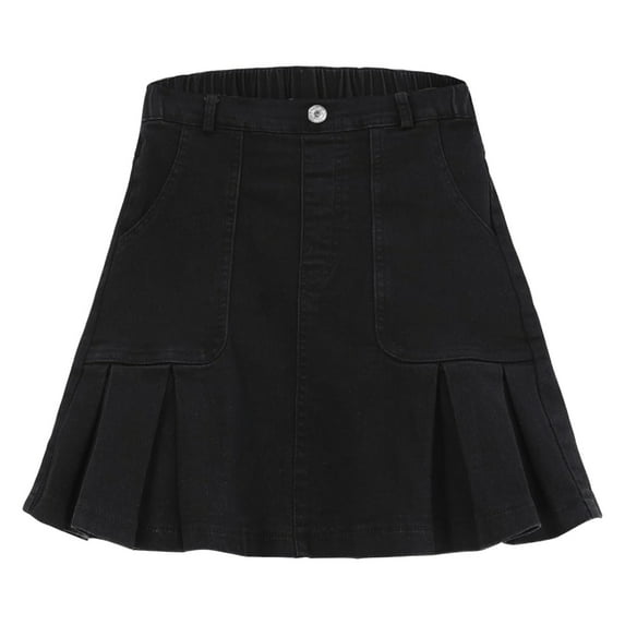 2025 Girl's Denim Skirts Elastic Waist Pleated Toddler Girls Jean Skirt