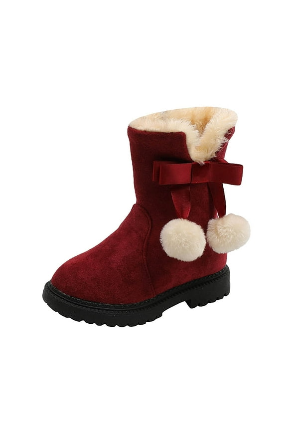 2025 Girls' Autumn and Winter Little Girl Boots Size 12 Snow Boots Thick Soles Boots for Girls Size 13 Non Warm Comfortable Commander Boot Solid