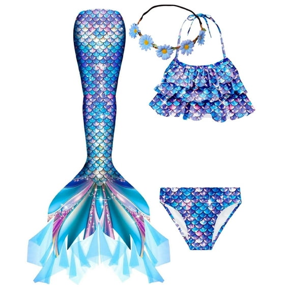 2025 Girls New Mermaid Tail Swimsuit Kids Ariels Swimwear Mermaid Costume Play Tail Sets