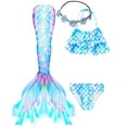 thumbnail image 1 of 2025 Girls New Mermaid Tail Swimsuit Kids Ariels Swimwear Mermaid Costume Play Tail Sets, 1 of 7