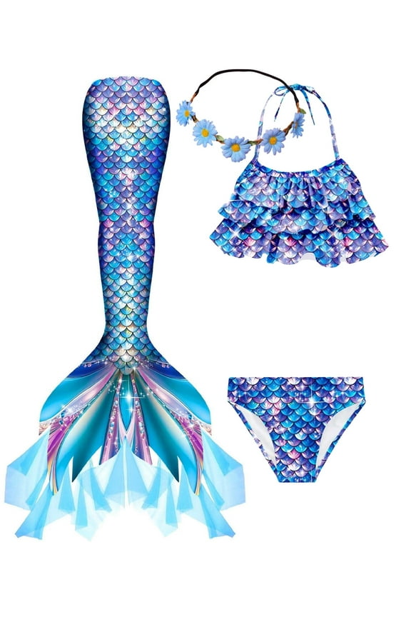 2025 Girls New Mermaid Tail Swimsuit Kids Ariels Swimwear Mermaid Costume Play Tail Sets