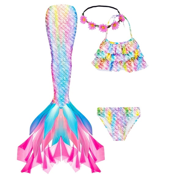 2025 Girls New Mermaid Tail Swimsuit Kids Ariels Swimwear Mermaid Costume Play Tail Sets