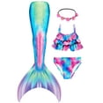 thumbnail image 1 of 2025 Girls Swimming Mermaid Tail 4 Pcs Sets Kids Mermaid Swimwear, 1 of 8
