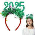 2025 Glittering New Year's Eve Headband for Women & Girls Green Star & Tinsel Embellished Hair