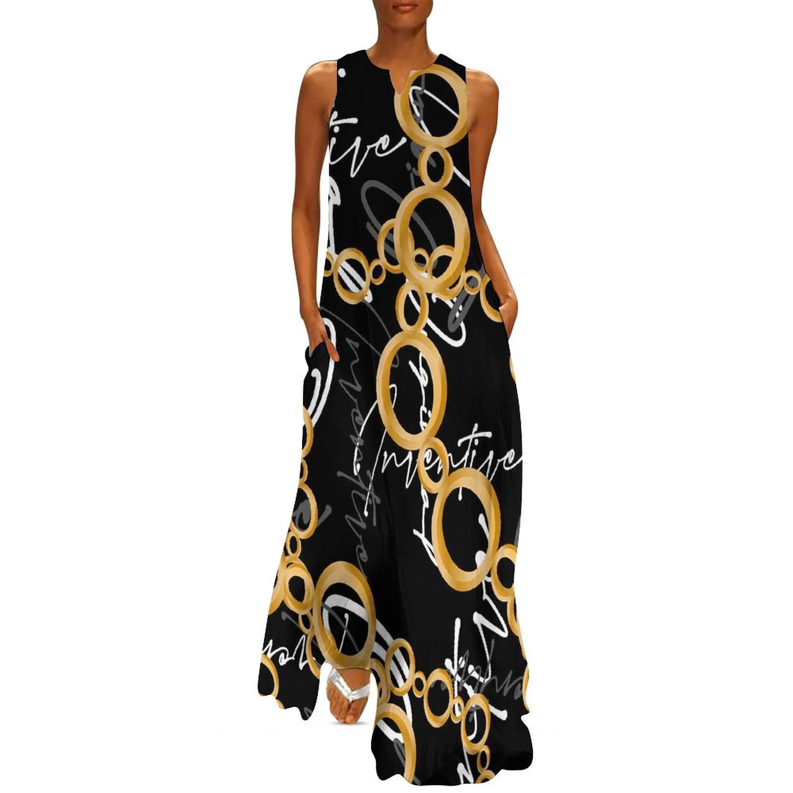 Gold Chains Dress Jewelry Print Elegant Maxi Dress V Neck Pattern Bohemia Long Dresses Street Fashion Oversized Vestido - Walmart.com Gold Chains Dress Jewelry Print Elegant Maxi Dress V Neck Pattern Bohemia Long Dresses Street Fashion Oversized Vestido - Walmart.com