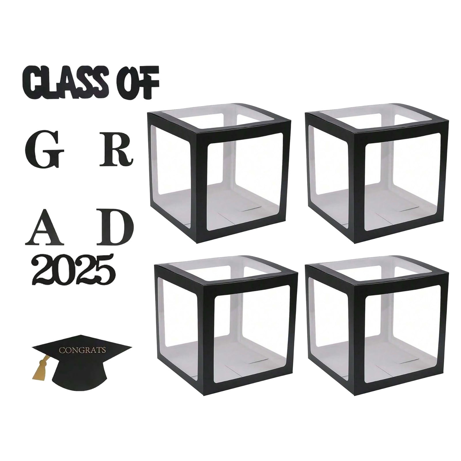 2025 Graduation Balloon Boxes with Letters 4pcs 9.84inch Black ...