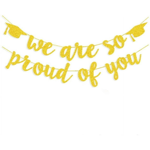 2025 Graduation Banners Party Decorations, Black Glitter We are So Proud of You Graduation Banners Garland for Congratulation Graduation Party Supplies, School, Home, Car Decorations