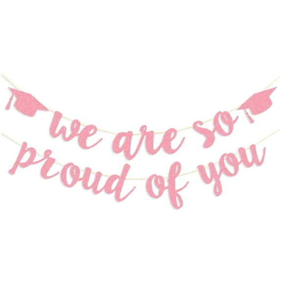 2025 Graduation Banners Party Decorations, Black Glitter We are So Proud of You Graduation Banners Garland for Congratulation Graduation Party Supplies, School, Home, Car Decorations