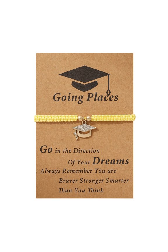 2025 Graduation Bracelet Gift Set - Adjustable Inspirational Jewelry with Charm & Quote Cards for College, High School, PhD Grads - Keepsake for Her/Him