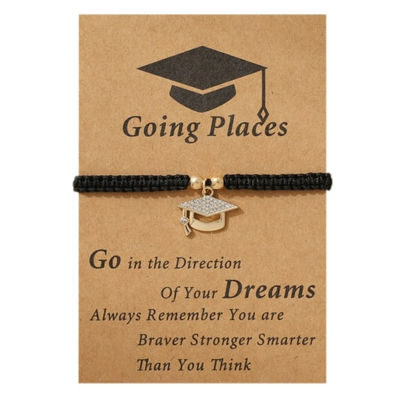 2025 Graduation Bracelet Gift Set - Adjustable Inspirational Jewelry with Charm & Quote Cards for College, High School, PhD Grads - Keepsake for Her/Him