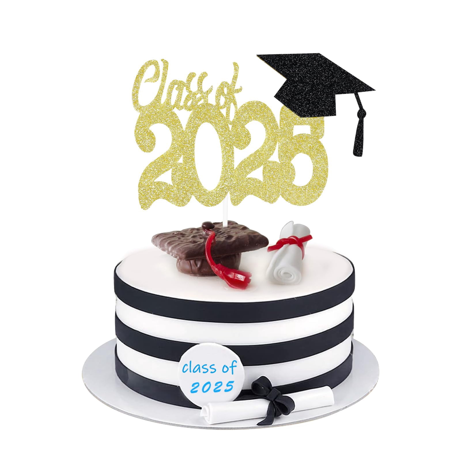 Class Of 2025 Cake Topper - Mirror Gold Acrylic Graduation Decoration For Cakes, Cupcakes & Desserts