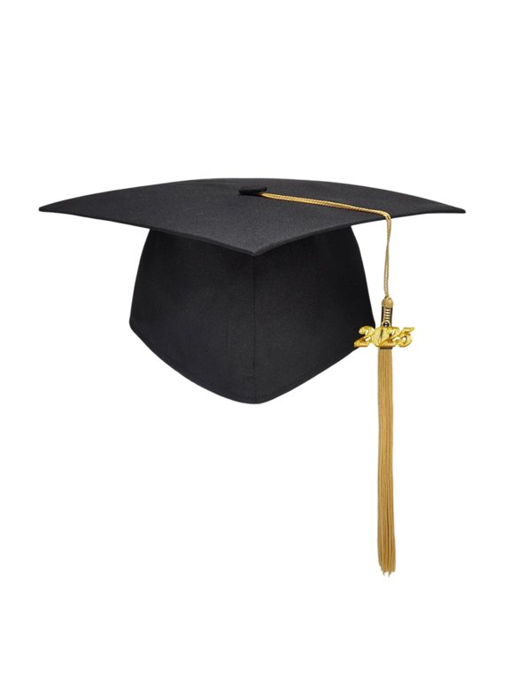 2025 Graduation Cap with Tassel - Adjustable Bachelor's Degree Mortarboard Hat for Adults & Kids, Classic Black Academic Cap for Ceremony & Photos