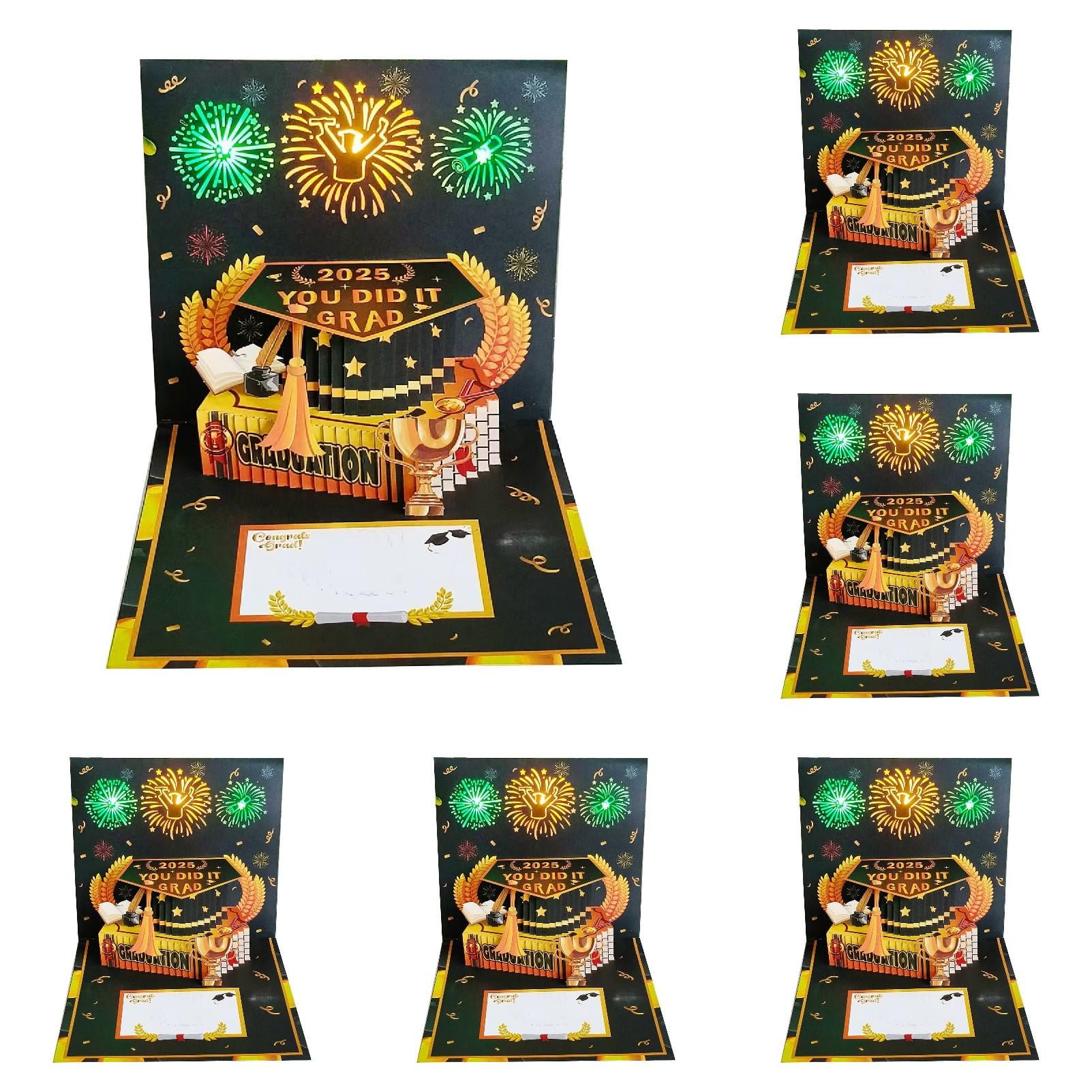 2025 Graduation Card Musical with Lights - 3D Pop Up Greeting Card for High School College University, Congratulations Gift with Envelope for Graduates