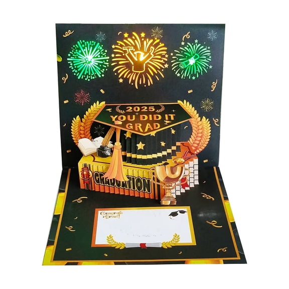2025 Graduation Card Pop Up with Music - Interactive 3D Congratulations Card for High School College University Graduates, Special Keepsake Gift for Class of 2025