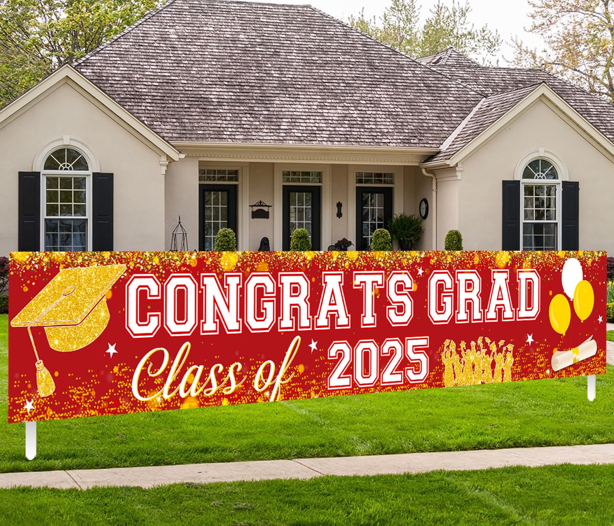 2025 Graduation Decorations Red RRF12 Congrats Grad Class of 2025 Yard ...