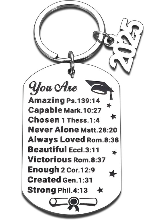 2025 Graduation Gift Keychain for Him Her Class of 2025 High School College Boy Girl Last Day of School Summer Nurse Religious Christian Keepsake