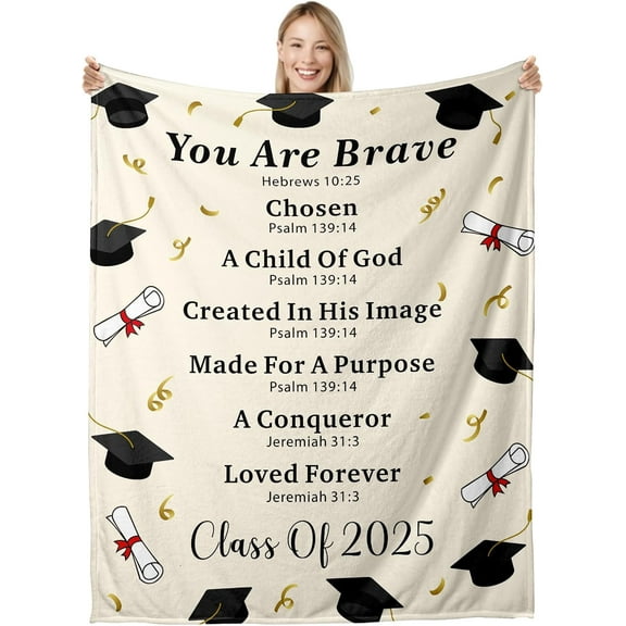 2025 Graduation Gifts for Him Her Class of 2025 Throw Blanket College Graduation Gifts for Women Men Senior Middle High School Master Nurse Faith Based Graduation Gifts Graduation Decorations 30x40”